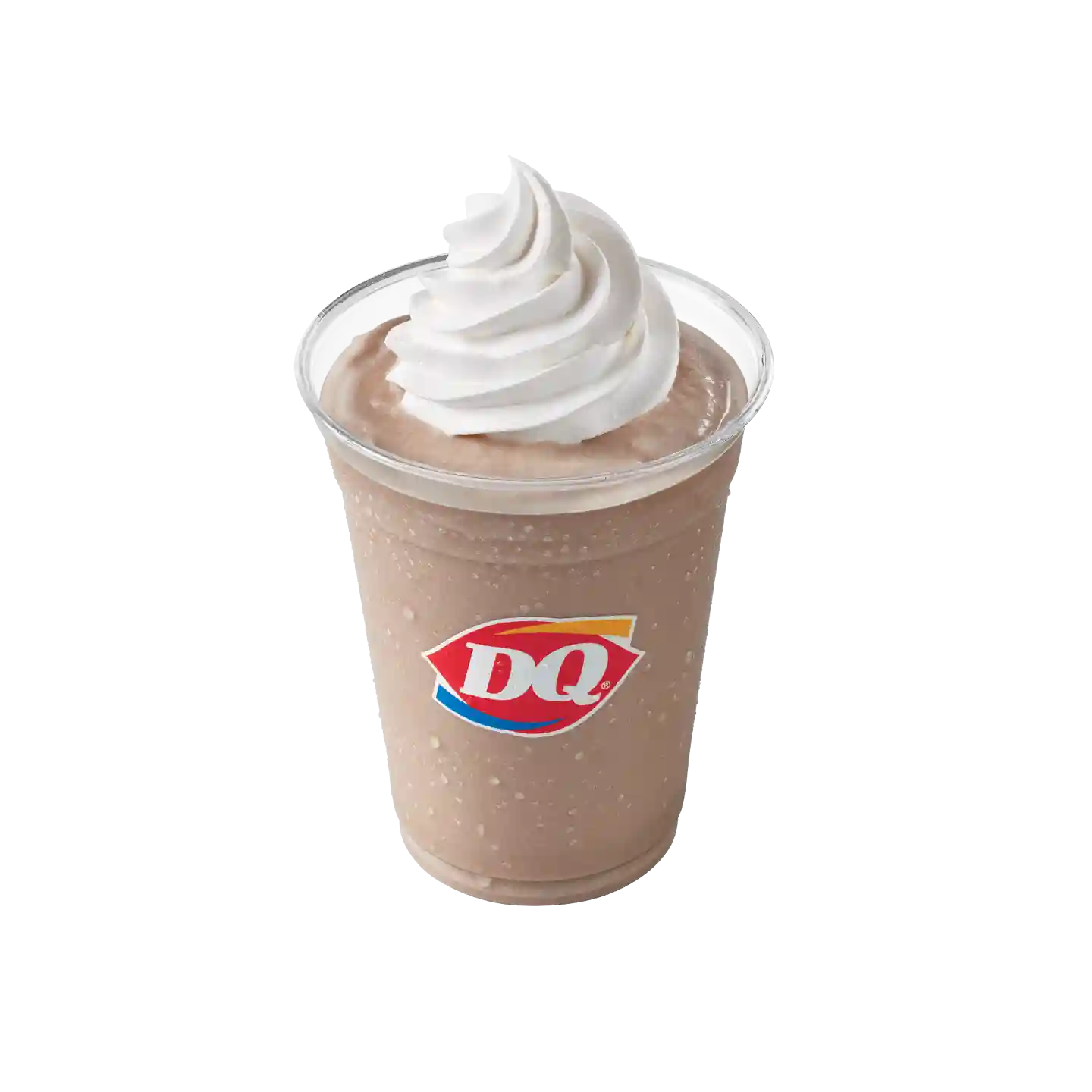 Hot Fudge Shake with whipped cream topping in a DQ cup.